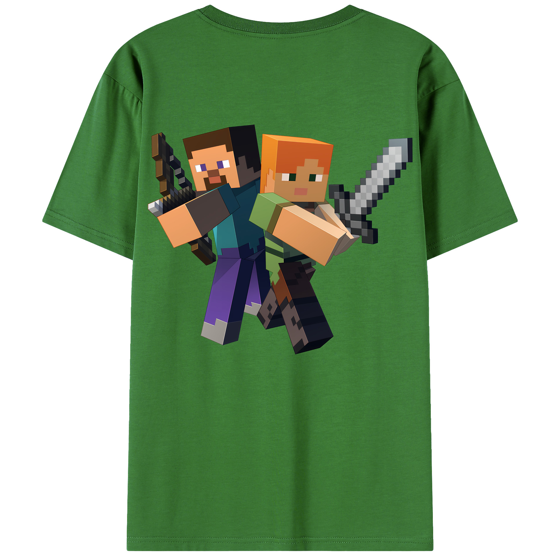 （画像用） マインクラフト ブロックの世界 Minecraft MC Block world レディース半袖Tシャツ(バックプリント)